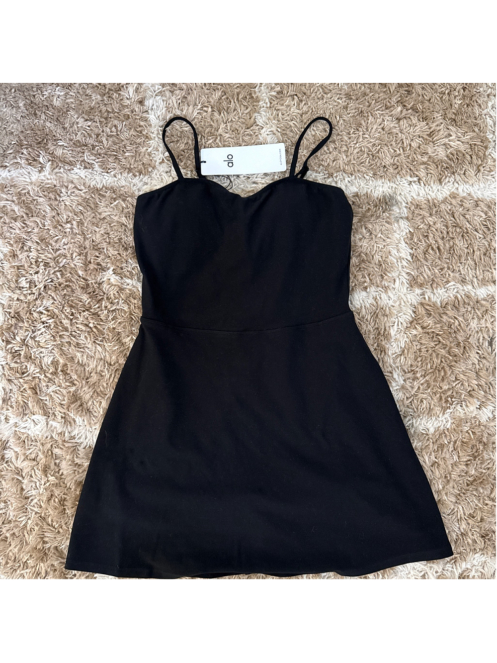 Women's Alo Yoga Black Alosoft Courtside Tennis Mini Dress M - Picture 1 of 5